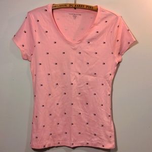 Tommy Hilfiger pint logo v-neck t-shirt L